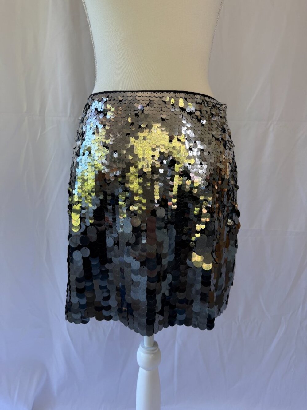 H&M sequin mobre silver skirt